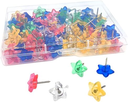 100 Pcs Plastic Star Thumb Tacks Push Pins Decorative Thumbtacks Cute Pushpins Cork Board Tacks Bulletin Board Tacks Map Tacks for Whiteboard Clear and Colorful in Saudi Arabia