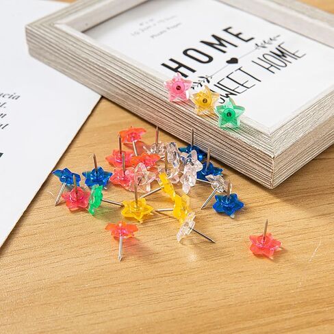 100 Pcs Plastic Star Thumb Tacks Push Pins Decorative Thumbtacks Cute Pushpins Cork Board Tacks Bulletin Board Tacks Map Tacks for Whiteboard Clear and Colorful in Saudi Arabia