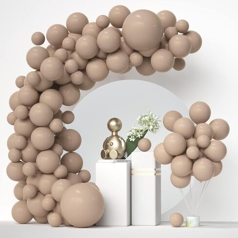 Double Stuffed Nude Balloons with Black Balloons Inside - Matte of Nude Apricot Brown Latex Balloon Garland with 5In 12In 18In, Double Layer Thick Boho Balloon Garland Arch Kit for Party in Saudi Arabia