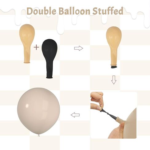Double Stuffed Nude Balloons with Black Balloons Inside - Matte of Nude Apricot Brown Latex Balloon Garland with 5In 12In 18In, Double Layer Thick Boho Balloon Garland Arch Kit for Party in Saudi Arabia