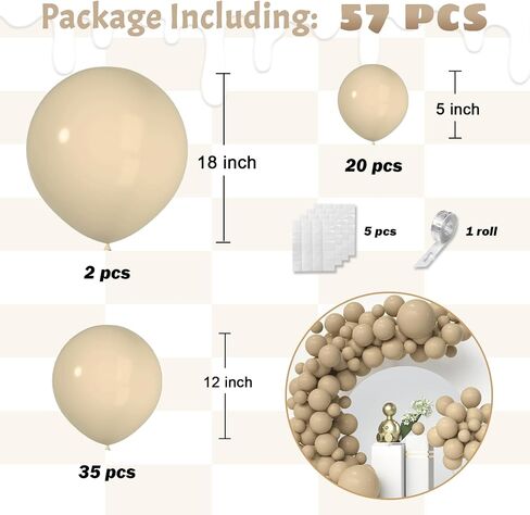Double Stuffed Nude Balloons with Black Balloons Inside - Matte of Nude Apricot Brown Latex Balloon Garland with 5In 12In 18In, Double Layer Thick Boho Balloon Garland Arch Kit for Party in Saudi Arabia