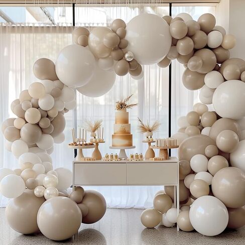 Double Stuffed Nude Balloons with Black Balloons Inside - Matte of Nude Apricot Brown Latex Balloon Garland with 5In 12In 18In, Double Layer Thick Boho Balloon Garland Arch Kit for Party in Saudi Arabia