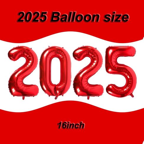 2025 Balloons Red, 16 Inch 2025 Balloons Number, Large 2025 Balloon Numbers for Graduation Party Decorations, 2025 Balloons Graduation for Class of 2025 Decorations in Kuwait