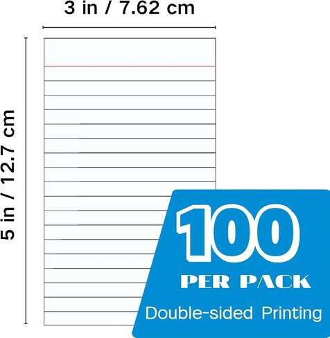 Vertical Ruled Index Cards 3 X 5 Flash Cards Double Sided Lined Note Cards Heavy Weight Ruled Checklist Cards Thick Recipe Cards for Studying, School, Home and Office（White,200 Count） in Kuwait