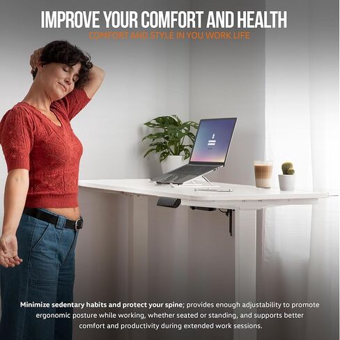 SuperHandy Standing Desk Adjustable Height (48'' x 30''), 3 Memory Presets - Large Electric Sit-Stand Adjustable Height up to 49'' - Rustic Wood in Kuwait