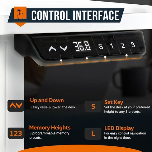 SuperHandy Standing Desk Adjustable Height (48'' x 30''), 3 Memory Presets - Large Electric Sit-Stand Adjustable Height up to 49'' - Rustic Wood in Kuwait