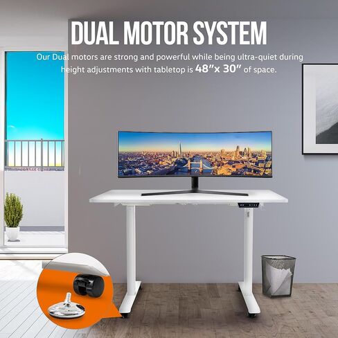 SuperHandy Standing Desk Adjustable Height (48'' x 30''), 3 Memory Presets - Large Electric Sit-Stand Adjustable Height up to 49'' - Rustic Wood in Kuwait