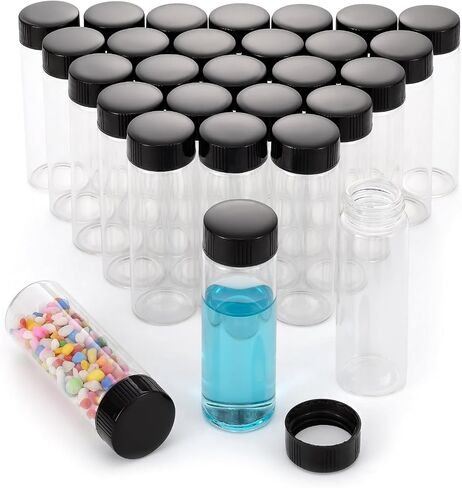 28Pcs 30ml(1oz) Small Glass Vials with White Lids Lab Sample Vials Empty Refillable Perfume Travel Mini Glass Bottles with Screw Caps for Essential Oils in Kuwait