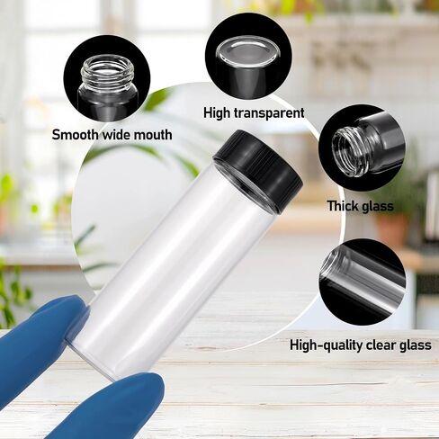 28Pcs 30ml(1oz) Small Glass Vials with White Lids Lab Sample Vials Empty Refillable Perfume Travel Mini Glass Bottles with Screw Caps for Essential Oils in Kuwait