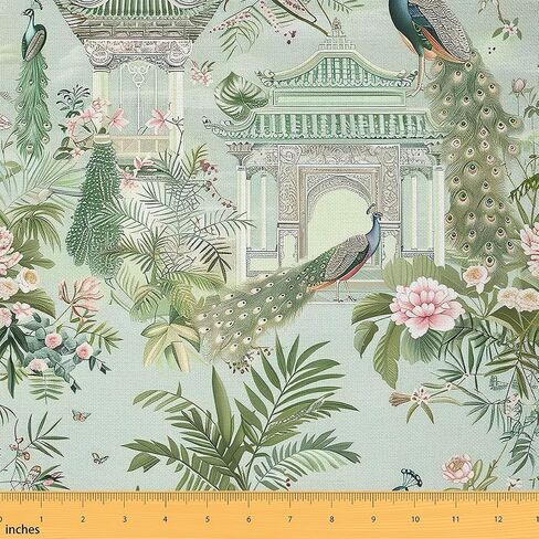 Feelyou Green Peacock tepholstery Accords for Chairs Fird Tropical Birds Fabric by the Yard Farmhouse Garden Decorative Voreproof Viropic More Tropical More in Kuwait