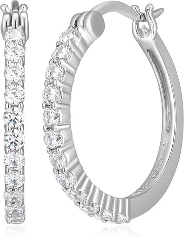 تم تغيير الفضة الأزرق والأبيض Sapphire hoop الحلقان in Kuwait