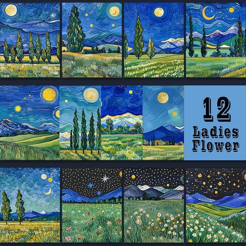 QUANWAISJ 12-Pack Painting Kit for Adults, Sip and Paint Kit for Date Night and Girls' Night, Pre-Drawn 8x10 Canvas to Paint, Paint Party Supplies, DIY Craft Kit for Beginners (Flower) in Saudi Arabia