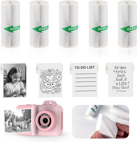5 Rolls Instant Print Paper Thermal Print Paper No Ink Print Paper for Kids Instant Camera, for Most Kids Instant Camera in Kuwait