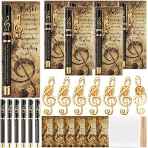 6 Sets Music Themed Gifts Inspirational Musical Pens Pins Bookmarks Musician Choir Appreciation Gifts Party Favors for Teacher Students Music Lover Graduation Marching Band