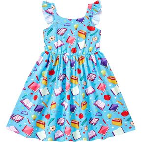 Little Girls Vintage Sleeveless Dress Kids Sundress Casual Dresses 3-7 Years