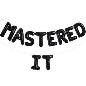 TONIFUL Black Mastered It Graduation Balloon Banner 2025 Master's Graduation Decorations,2025 Congrats Grad Masters Degree Sign for Class of 2025 Congratulation Graduation Party Supplies