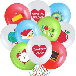 45 Pcs Thank You Teachers Balloons Teacher Appreciation Party Balloons 12 Inches Teachers Day Party Decorations Love Teacher Latex Balloons for Teacher's Day Graduation Party Back to School Supplies