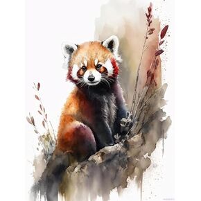 HMDIIMGE Diamond Painting Kits للبالغين ، Red Panda 5D DIY مجموعات فن الماس الكامل الماس للحفر على جدار الهدية ، فنون الجوهرة ، الحيوانات الجميلة 12x16 بوصة