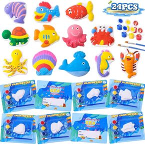 24 Pack Valentine Day Cards for Kids With Plaster Painting Kit for School Chaprict -Valentine's Gift Exchange ، Walentine's Party Form