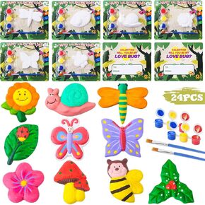 Shemira Valentine Day Cards for Kids- 24 Pack of Plaster Painting Kit with Valentines Meturing Cards for Kids ، Valentine's School Gifts Exchange ، Valentine's Party Favor Supplies