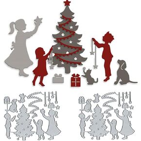 Christmas Tree Sets Embossing Metal Cutting Die Cuts, Merry Christmas Embossing Stencils DIY Crafts Cards Cutting Dies Cuts for DIY Embossing Card Making Photo Decorative Paper Dies Scrapbooking