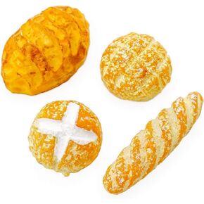 4pcs 1/12 ملحقات الديكور الدمية الخبز المصغرة راتنج مزيج الخبز الخبز المصغرة