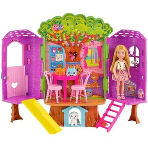 Chelsea Barbie Doll And Treehouse Playset With Pet Puppy