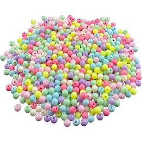 900 PCS حبات أكريليك ملونة - حبات دائرة بلاستيكية باستيل 8 مم