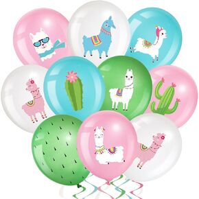 Aoriher 45 PCS Llama Cactus Balloons Llama تحت عنوان عيد ميلاد ديكور 12 بوصة البالونات اللاتكس بوليفيان بيرو الألباكا لحفل عيد ميلاد دش الطفل المكسيكي سينو دي مايو فييستا