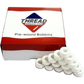 144pcs White 60S/2(90WT) Prewound Bobbin Thread, Size A SA156 Bobbins, Cottonized Soft Feel Polyester Thread for Brother Bernina Singer Embroidery & Sewing Machine Thread