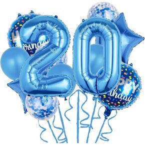 البالونات ، 11 PCS البالونات احباط البالونات 20 سنة لتوصيلات حفلات عيد ميلاد العشرين الديكور ， حلويات البالون البالونات الحفلات حفلة عيد ميلاد البالون البالون 20 سنة للأطفال (20 ، الأزرق)