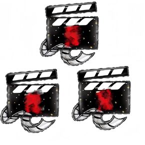 Movie Night Jumbo 39" Foil Balloon/Hollywood Film Clapboard Party Decor//Popcorn Wall Decor/Hollywood Opening Balloon Filmstrip Party/Carnival/Home Cinema Backdrop/Red Black Mylar Camera Star Balloons