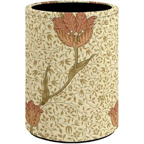 William Morris Flower Print Pen Holder Pencil Cup Container PU Leather Desk Organizer Stand Decor Makeup Brush Scissor Holder Decoration Office Desk Home Office Supplies Accessories