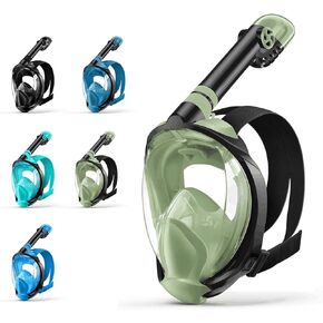 Zenoplige Full Face Snorkel Mask Adults with Camera Mount，Dry-Top Snorkeling Gear for Adults，Foldable 180-Degree Panoramic Anti-Fog Scuba Mask for Snorkeling Diving Swimming Travel