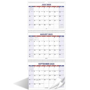 2025-2027 Wall Calendar – July 2025 - June 2027, 3 Month Wall Calendar 2025-2027 Display (Folded in a Month), 2 Year Calendar, Move-a-Page, 11" x 25", Large Monthly Calendar, Holidays