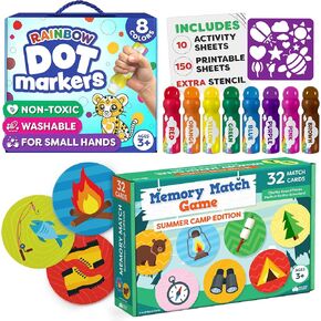 Dot Markers for Toddlers Washable Paints & Summer Camp Matching Memory Game for Kids