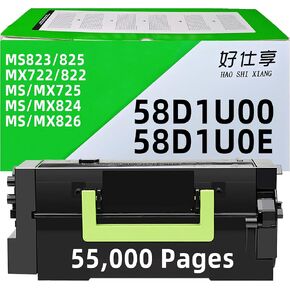 58D1U00 58D1U0E خرطوشة الحبر عالية العائد ، خرطوشة أسود لخرطوشة LEXMARME 58D1U00 لـ MS725 MS823 MS824 MS825 MS826 MX722 MX725 MX822 MX824 MX826 Laser Printer 55،000