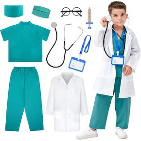 MgParty Doctor Comple for Kids Halloween Cosplay Dress Up Aud up exclues for Boys Girls Age 3-10