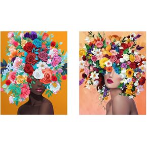 ldazao 2 Pack Paint by Numbers Kit for Adults Flower Color Adult Paint by Number Kits Girl Paint and Sip Kit Canvas Oil Painting Kit DIY Crafts for Women Gift 16x20 Inch Flameless