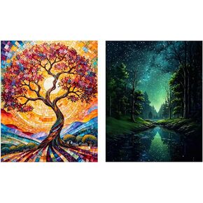 ldazao Tree of Life Abstract Paint by Numbers Kit for Adults Stained Glass