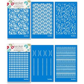 Silk Screen Stencils for Polymer Clay, 6PCS Reusable Silkscreen Print Kit, Working with Polymer Clay Earrings Cutters for Printing on Clay & Other Jewelry Clay Earrings Decoration, Each 6" X 3.8"