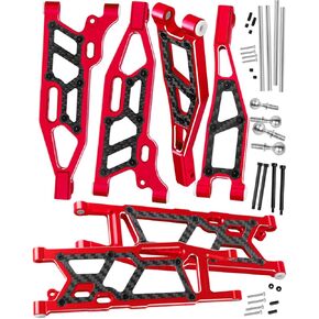 ترقيات Arms Arms Arms Racting RC لـ 1/8 Kraton 6S BLX ، Outcast 6S BLX ، 6S BLX ، TALION 6S BLX ، الألومنيوم الأمامي العلوي والخمسي السفلي والخلفي قفزات A-arms لأعلى مع كرات PIVOT ، الأحمر ، الأحمر.