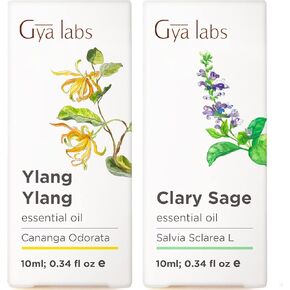 زيت Ylang Ylang الأساسي للبشرة والزيت الحكيم لمجموعة الجلد - 100 ٪ من الزيوت العطرية الطبيعية للزيوت الأساسية - 2x10ml - Gya Labs