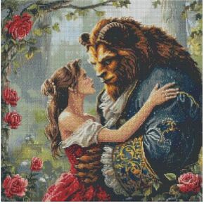 Belle in Red Dress (2) Cross Cross Stitch Kits ، 14ct ، Cotton Thread ، 200x200 Stitch 36x36cm ، Cotton Cross Stitch Kit