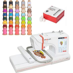 آلة التطريز EOC05 4x9.25 بوصة ، 40 رولز 800 متر من خيوط البوليستر ، بكرات صوتية ريتش) 144pcs (الفئة 15) حجم البلاستيك