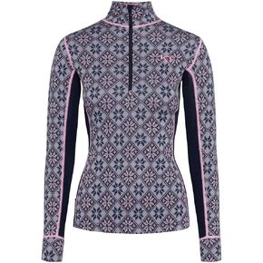 Kari Traa Rose Half Zip Women's Base Layer Top - 100% Merino Wool Fitted Long Sleeve Knit Thermal Shirt, Sage, Large