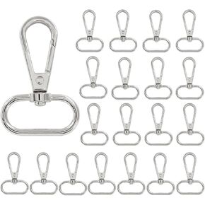 20Pcs Oval Ring Swivel Lobster Clasps 3/4"(20mm) Inside Diameter Snap Hook Swivel Clasp Metal Swivel Snap Hooks Clips for Purse Making DIY Keychain Bag Part (20mm, Silver)