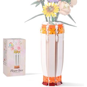 HI-REEKE Flower Vase Building Block Set, Orange Vase Toy Kit for Women