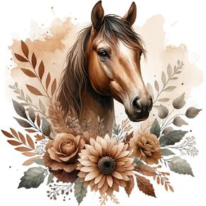 لوحة النسيج 14 "x14" الحصان البني الأزهار 100 ٪ قطعة خياطة اللحف مربع M2403