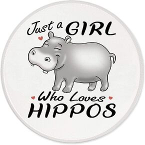 Znzd Just A Girl Who Loves Hippos Mouse Pad 7.9 x 7.9 Inch,Cute Cartoon Wild Animal Hippo Non-Slip Rubber Base Mousepads for Home Office College Dorm Desk Decor,Gifts for Hippo Lovers Girls